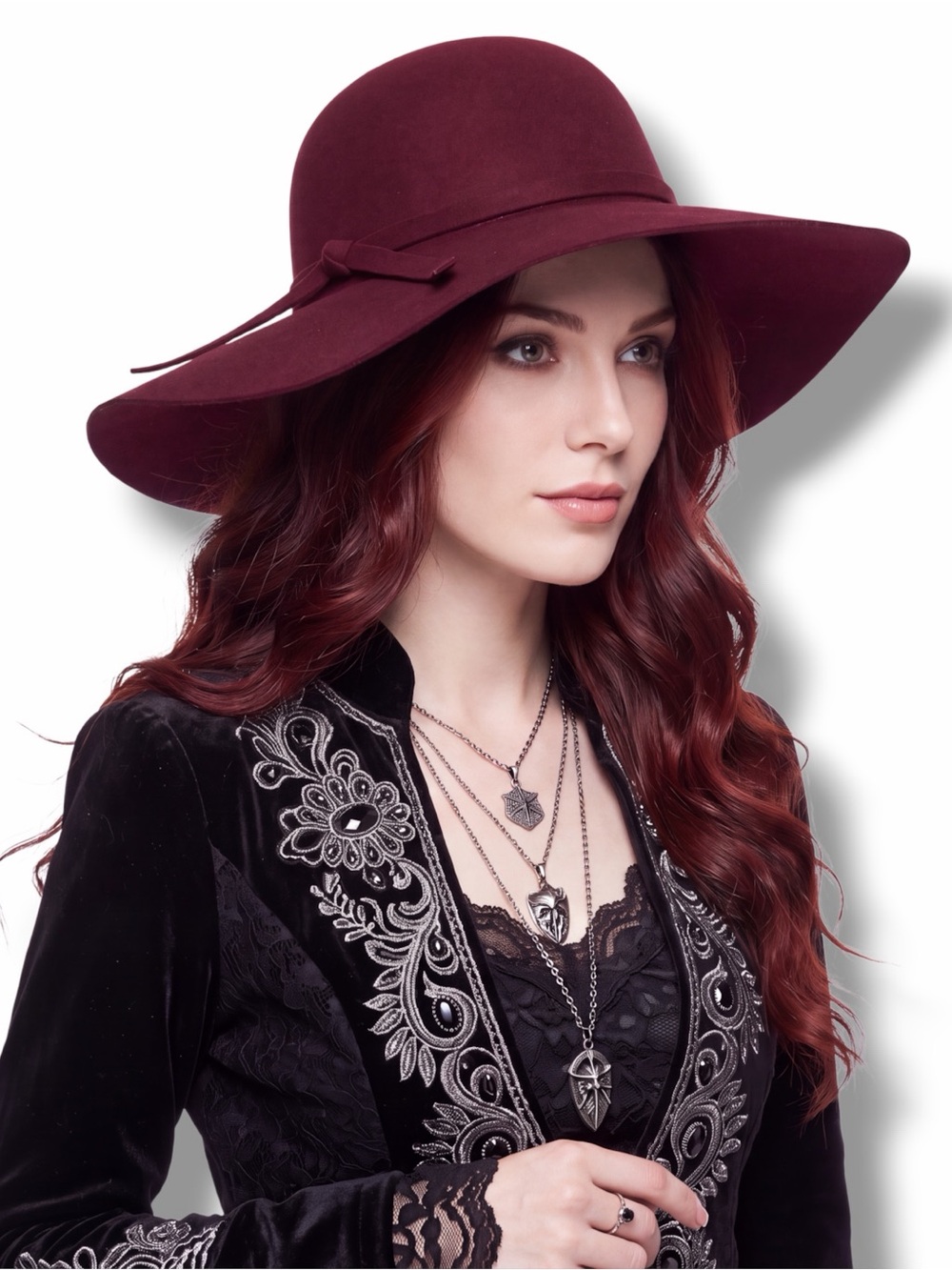 Wide Brim Wool Felt Floppy Hat Dome Dark Romance Boho Witchy